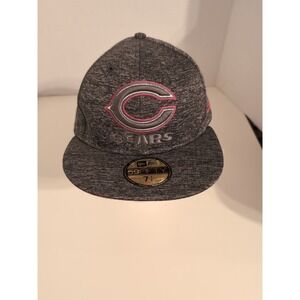 Official Chicago Bears NFL New Era Breast Cancer Fitted Hat 7 1/4 Pink‎ Gray